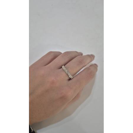 ANELLO Donna Fascia Pavè Con Zirconi Tondi Bianchi In ORO BIANCO 18 Karati 750%