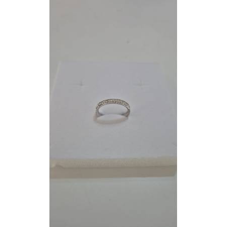 ANELLO Donna Fascia Pavè Con Zirconi Tondi Bianchi In ORO BIANCO 18 Karati 750%