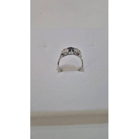 ANELLO Da Donna Trilogy In ORO BIANCO 18 Karati 750% Con Zirconi Blu E Bianchi