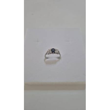 ANELLO Da Donna Trilogy In ORO BIANCO 18 Karati 750% Con Zirconi Blu E Bianchi
