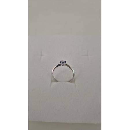 ANELLO Donna Fiore Centrale ORO BIANCO 18 Karati 750% Con Zirconi Blu E Bianchi