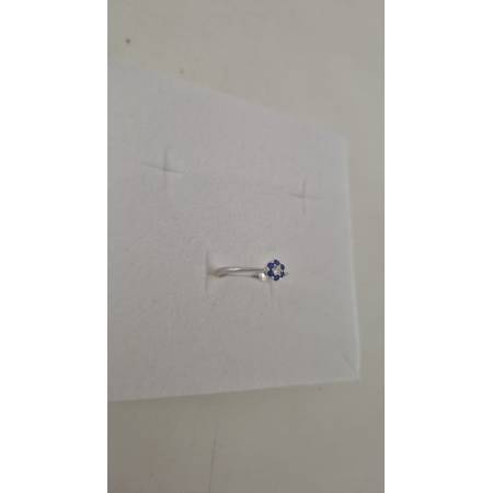 ANELLO Donna Fiore Centrale ORO BIANCO 18 Karati 750% Con Zirconi Blu E Bianchi