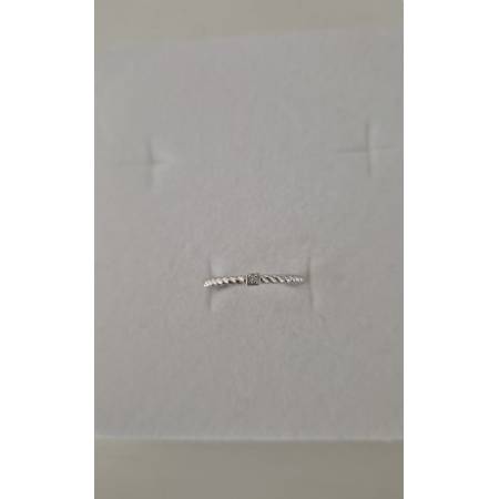 ANELLO Donna ORO BIANCO 18 Karati 750% Intrecciato Con Zircone Centrale Bianco