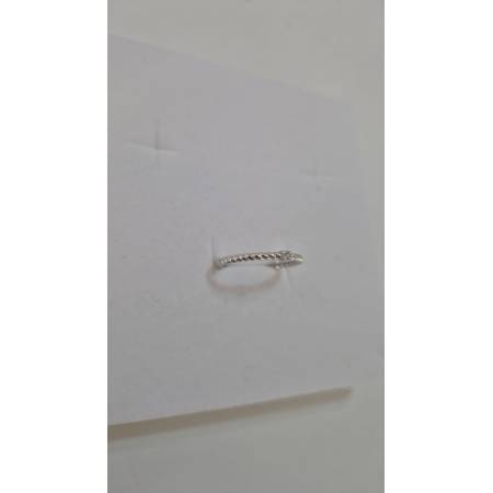 ANELLO Donna ORO BIANCO 18 Karati 750% Intrecciato Con Zircone Centrale Bianco