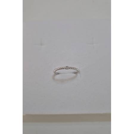 ANELLO Donna ORO BIANCO 18 Karati 750% Intrecciato Con Zircone Centrale Bianco