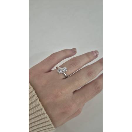 ANELLO Donna ORO BIANCO 18 Karati 750% Con Zirconi Bianchi A Fiore Intrecciati