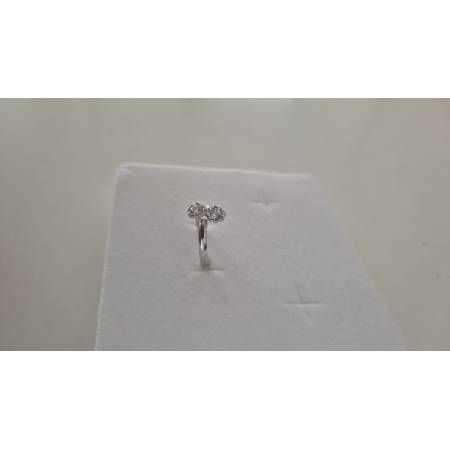 ANELLO Donna ORO BIANCO 18 Karati 750% Con Zirconi Bianchi A Fiore Intrecciati