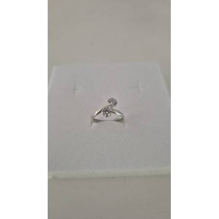 ANELLO Donna ORO BIANCO 18 Karati 750% Con Zirconi Bianchi A Fiore Intrecciati