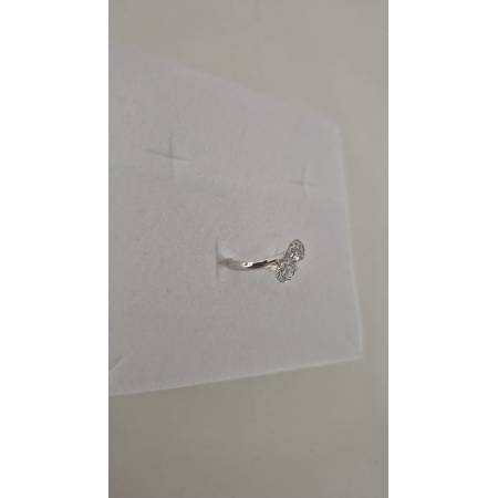 ANELLO Donna ORO BIANCO 18 Karati 750% Con Zirconi Bianchi A Fiore Intrecciati