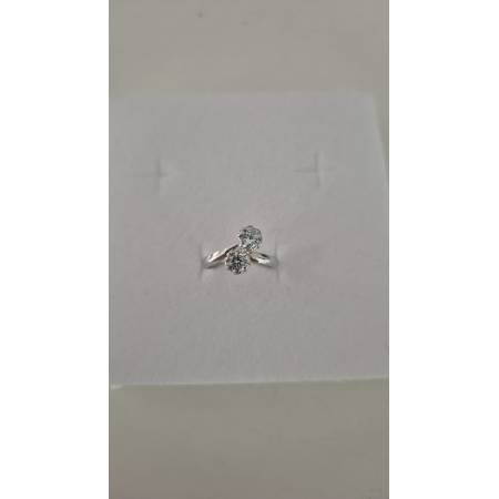 ANELLO Donna ORO BIANCO 18 Karati 750% Con Zirconi Bianchi A Fiore Intrecciati