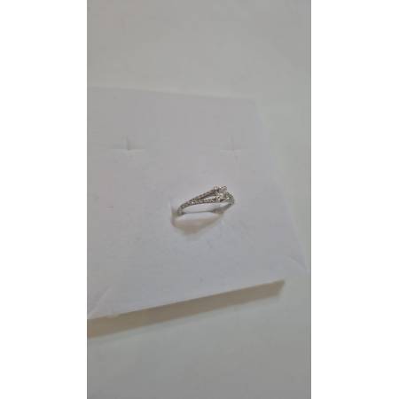 ANELLO Donna Solitario ORO BIANCO 18 Karati 750% Con Pietra Centrale E Zirconi