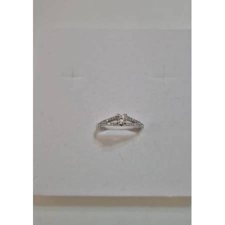 ANELLO Donna Solitario ORO BIANCO 18 Karati 750% Con Pietra Centrale E Zirconi