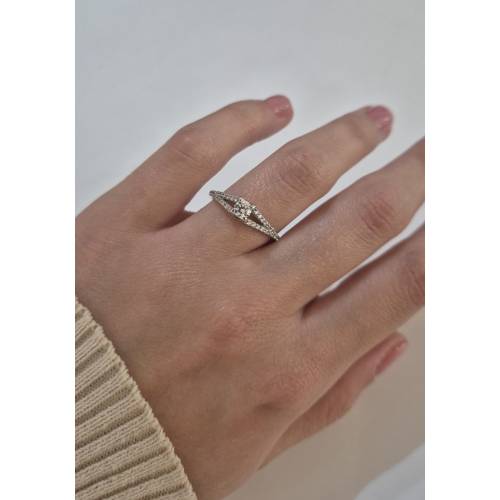 ANELLO Donna Solitario ORO BIANCO 18...