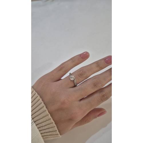 ANELLO Donna Solitario ORO BIANCO 18...