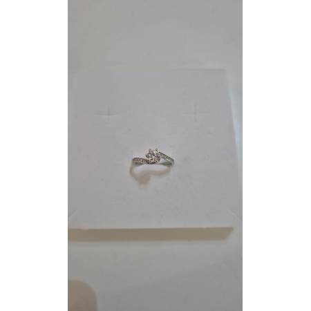 ANELLO Donna Solitario ORO BIANCO 18 Karati 750% Con Pietra Centrale E Zirconi