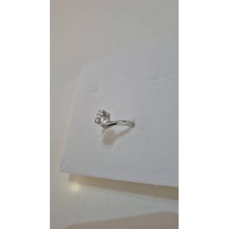 ANELLO Donna Solitario In ORO BIANCO 18 Karati 750% Con Zircone Grande Centrale