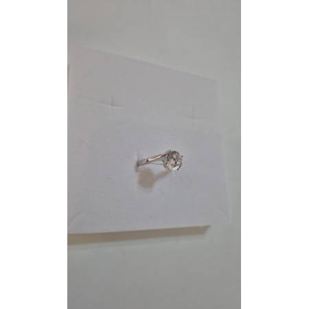 ANELLO Donna Solitario In ORO BIANCO 18 Karati 750% Con Zircone Grande Centrale