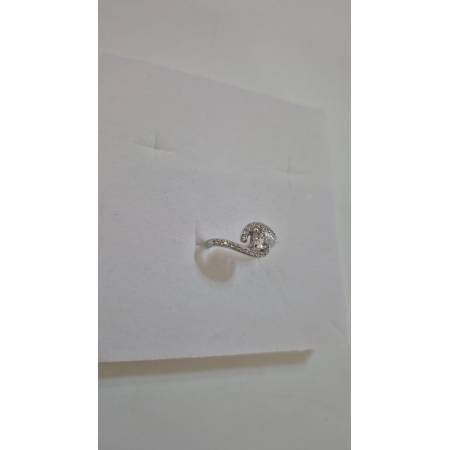 ANELLO Donna Solitario ORO BIANCO 18 Karati 750% Con Pietra Centrale E Zirconi