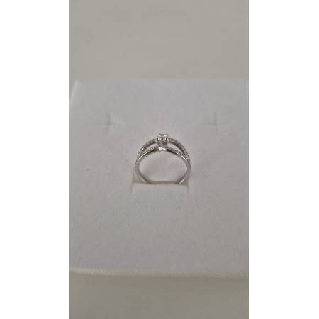 ANELLO Donna Fascia In ORO BIANCO 18 Karati 750% Con Pietra Centrale E Zirconi
