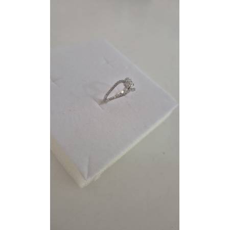 ANELLO Donna Fascia In ORO BIANCO 18 Karati 750% Con Pietra Centrale E Zirconi