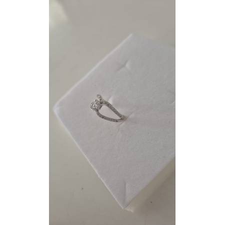 ANELLO Donna Fascia In ORO BIANCO 18 Karati 750% Con Pietra Centrale E Zirconi