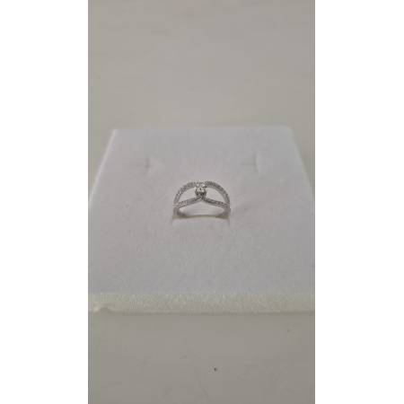 ANELLO Donna Fascia In ORO BIANCO 18 Karati 750% Con Pietra Centrale E Zirconi