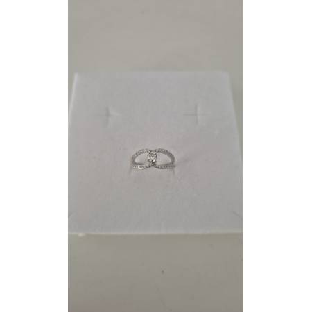 ANELLO Donna Fascia In ORO BIANCO 18 Karati 750% Con Pietra Centrale E Zirconi