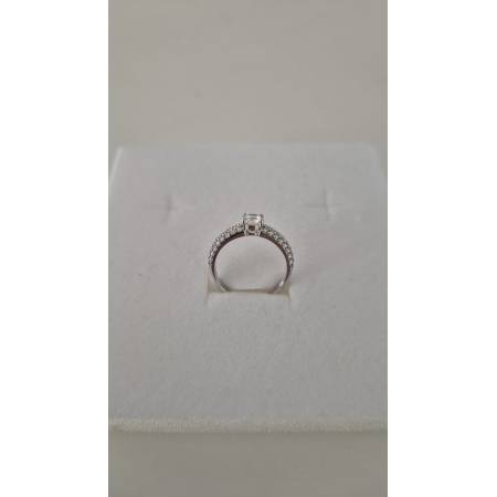 ANELLO Donna Fascia Di Pavè Pietra Centrale E Zirconi ORO BIANCO 18 Karati 750%