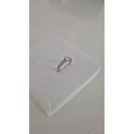 ANELLO Donna Fascia Di Pavè Pietra Centrale E Zirconi ORO BIANCO 18 Karati 750%