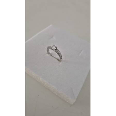 ANELLO Donna Fascia Di Pavè Pietra Centrale E Zirconi ORO BIANCO 18 Karati 750%