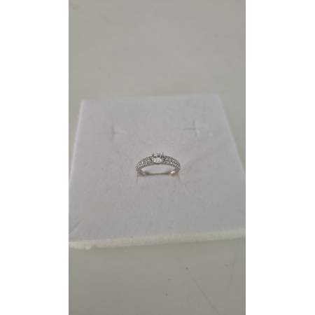 ANELLO Donna Fascia Di Pavè Pietra Centrale E Zirconi ORO BIANCO 18 Karati 750%