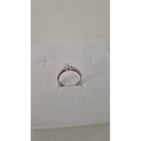 ANELLO Donna Fascia Di Pavè Pietra Centrale E Zirconi ORO BIANCO 18 Karati 750%