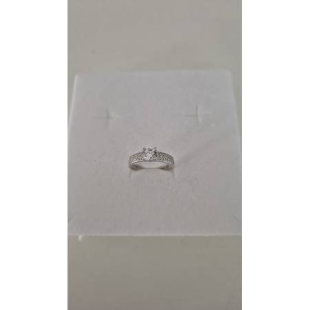 ANELLO Donna Fascia Di Pavè Pietra Centrale E Zirconi ORO BIANCO 18 Karati 750%