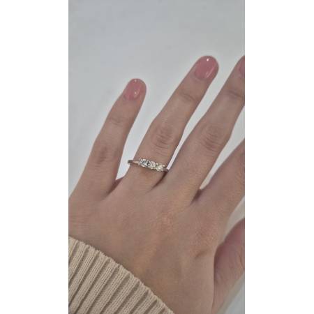 ANELLO Da Donna TRILOGY Con Zirconi Tondi Bianchi In ORO BIANCO 18 Karati 750%