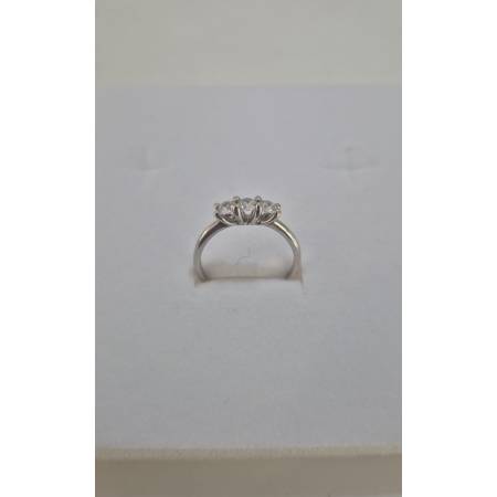 ANELLO Da Donna TRILOGY Con Zirconi Tondi Bianchi In ORO BIANCO 18 Karati 750%