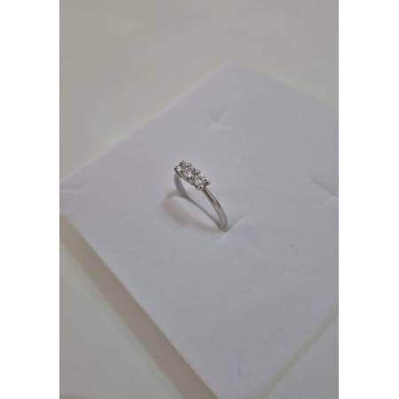 ANELLO Da Donna TRILOGY Con Zirconi Tondi Bianchi In ORO BIANCO 18 Karati 750%