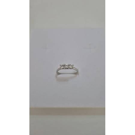 ANELLO Da Donna TRILOGY Con Zirconi Tondi Bianchi In ORO BIANCO 18 Karati 750%
