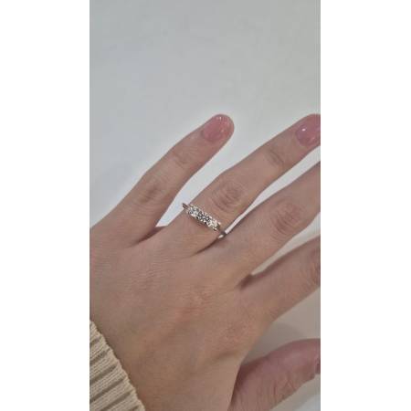 ANELLO Da Donna TRILOGY Con Zirconi Tondi Bianchi In ORO BIANCO 18 Karati 750%