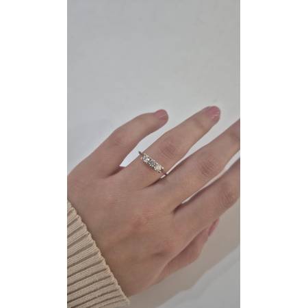 ANELLO Da Donna TRILOGY Con Zirconi Tondi Bianchi In ORO BIANCO 18 Karati 750%