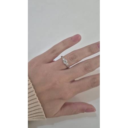 ANELLO Da Donna TRILOGY Con Zirconi Tondi Bianchi In ORO BIANCO 18 Karati 750%