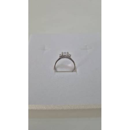 ANELLO Da Donna TRILOGY Con Zirconi Tondi Bianchi In ORO BIANCO 18 Karati 750%
