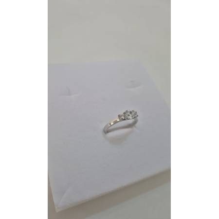 ANELLO Da Donna TRILOGY Con Zirconi Tondi Bianchi In ORO BIANCO 18 Karati 750%