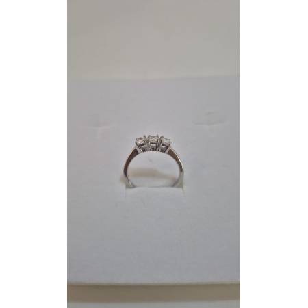 ANELLO Da Donna TRILOGY Con Zirconi Tondi Bianchi In ORO BIANCO 18 Karati 750%
