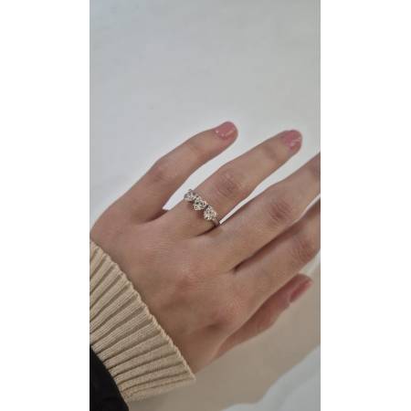 ANELLO Da Donna TRILOGY Con Zirconi A Cuore Bianchi In ORO BIANCO 18 Karati 750%