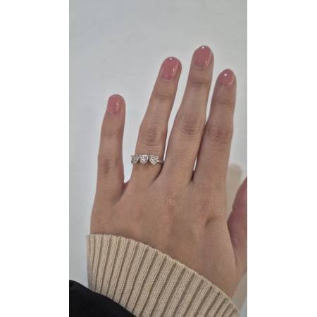 ANELLO Da Donna TRILOGY Con Zirconi A Cuore Bianchi In ORO BIANCO 18 Karati 750%