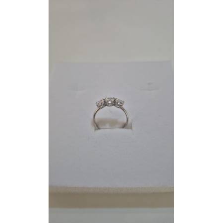 ANELLO Da Donna TRILOGY Con Zirconi A Cuore Bianchi In ORO BIANCO 18 Karati 750%
