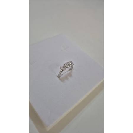 ANELLO Da Donna TRILOGY Con Zirconi A Cuore Bianchi In ORO BIANCO 18 Karati 750%