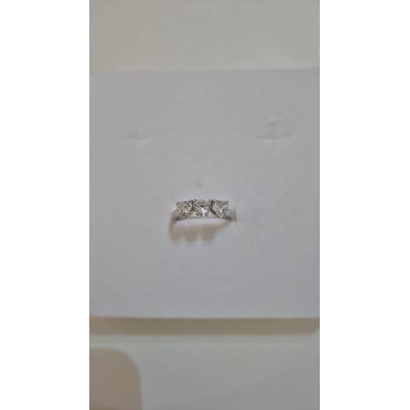 ANELLO Da Donna TRILOGY Con Zirconi A Cuore Bianchi In ORO BIANCO 18 Karati 750%