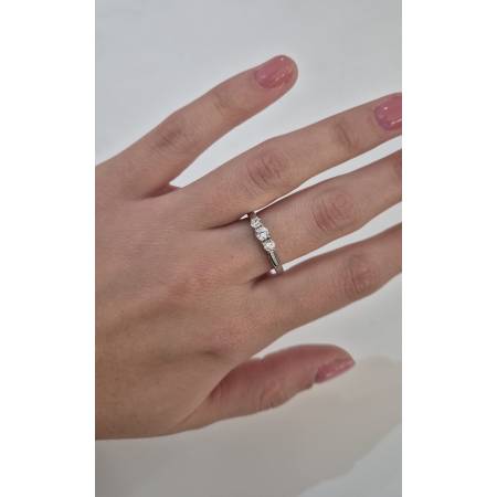 ANELLO Da Donna TRILOGY Con Zirconi Tondi Bianchi In ORO BIANCO 18 Karati 750%