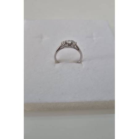 ANELLO Da Donna TRILOGY Con Zirconi Tondi Bianchi In ORO BIANCO 18 Karati 750%
